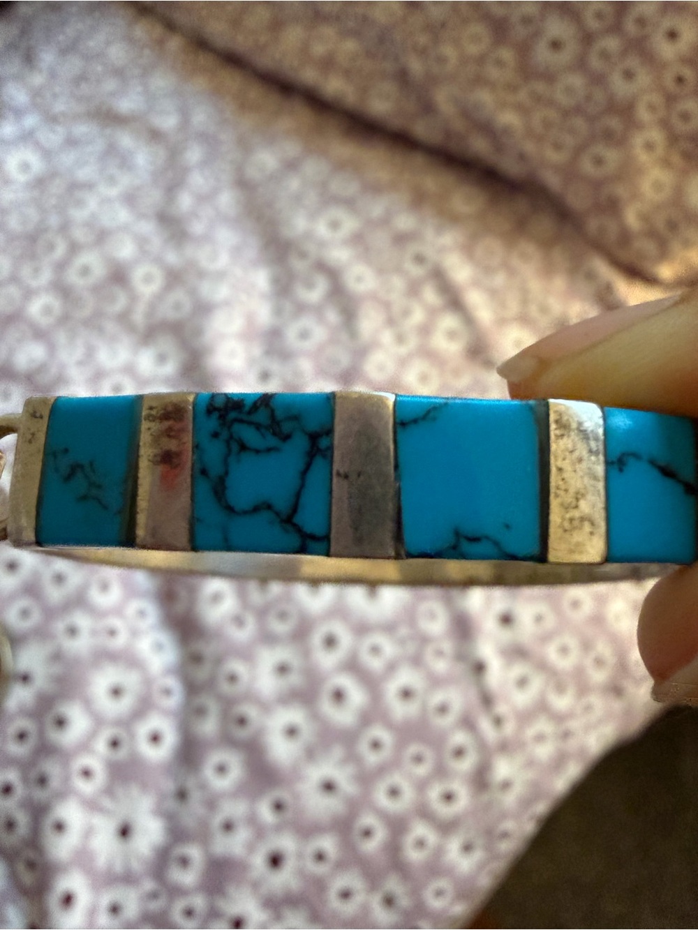 Turquoise Inlay bracelet bangle - Picture 7 of 12